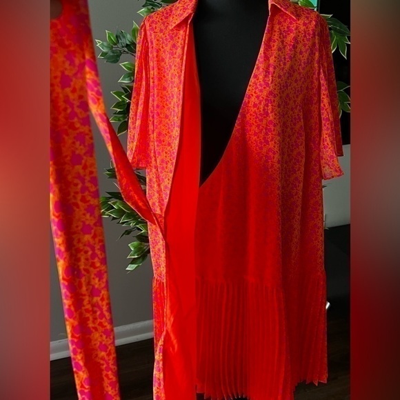 Alexis for Target Floral Flutter Sleeve Pleated Wrap Dress | SZ 1X | NWOT - Picture 4 of 11